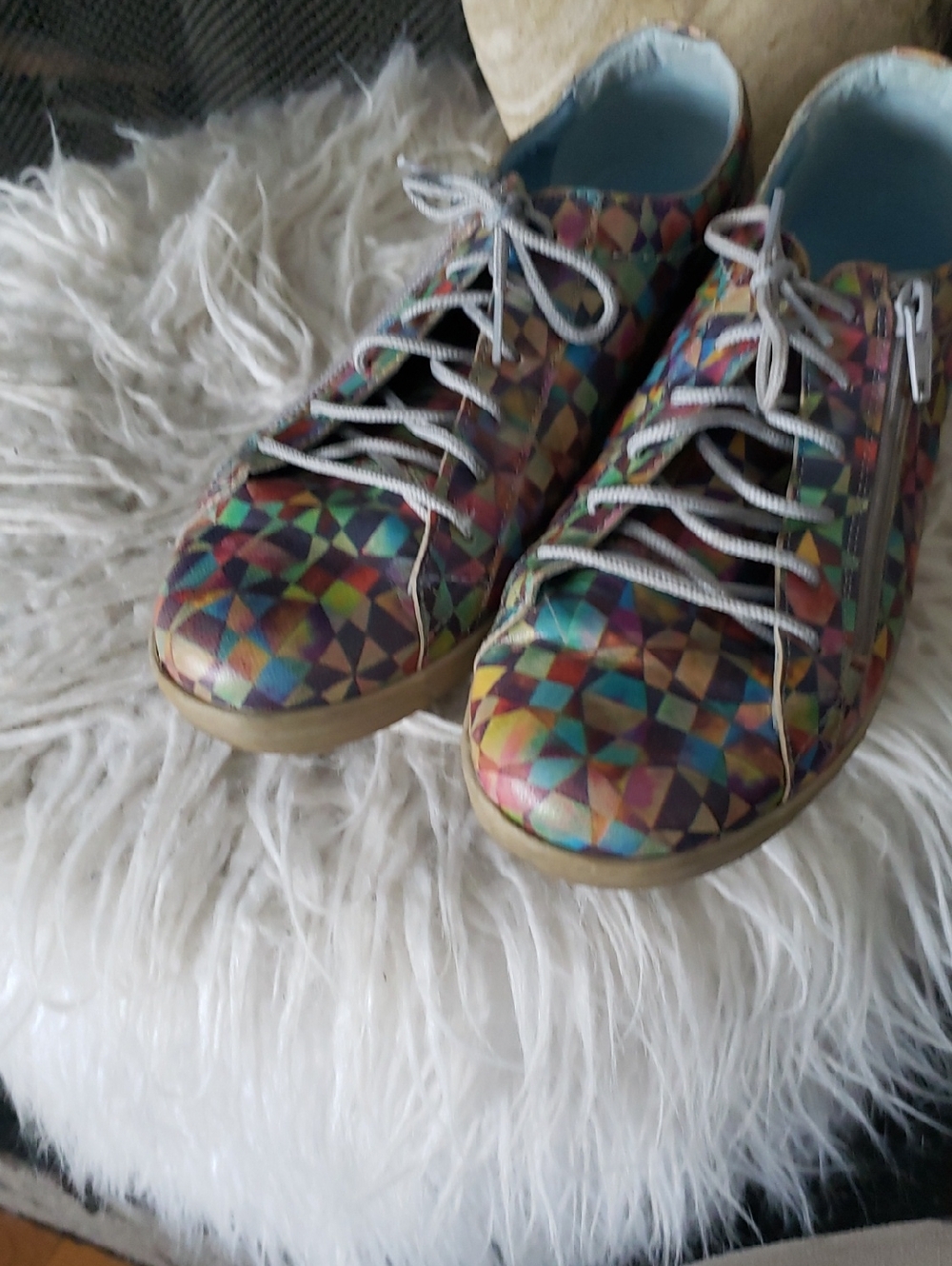 Multicolor Geometric Lace-Up Women’s Sneakers